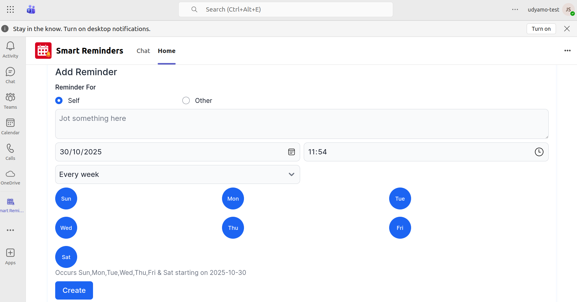 set a reminder for yourself